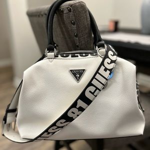 GUESS purse/crossbody white w/ black strap